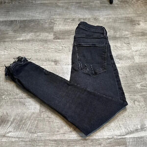 AGOLDE High Rise Stretch Modal Cotton Blend Grey Black Distressed Denim Size 26